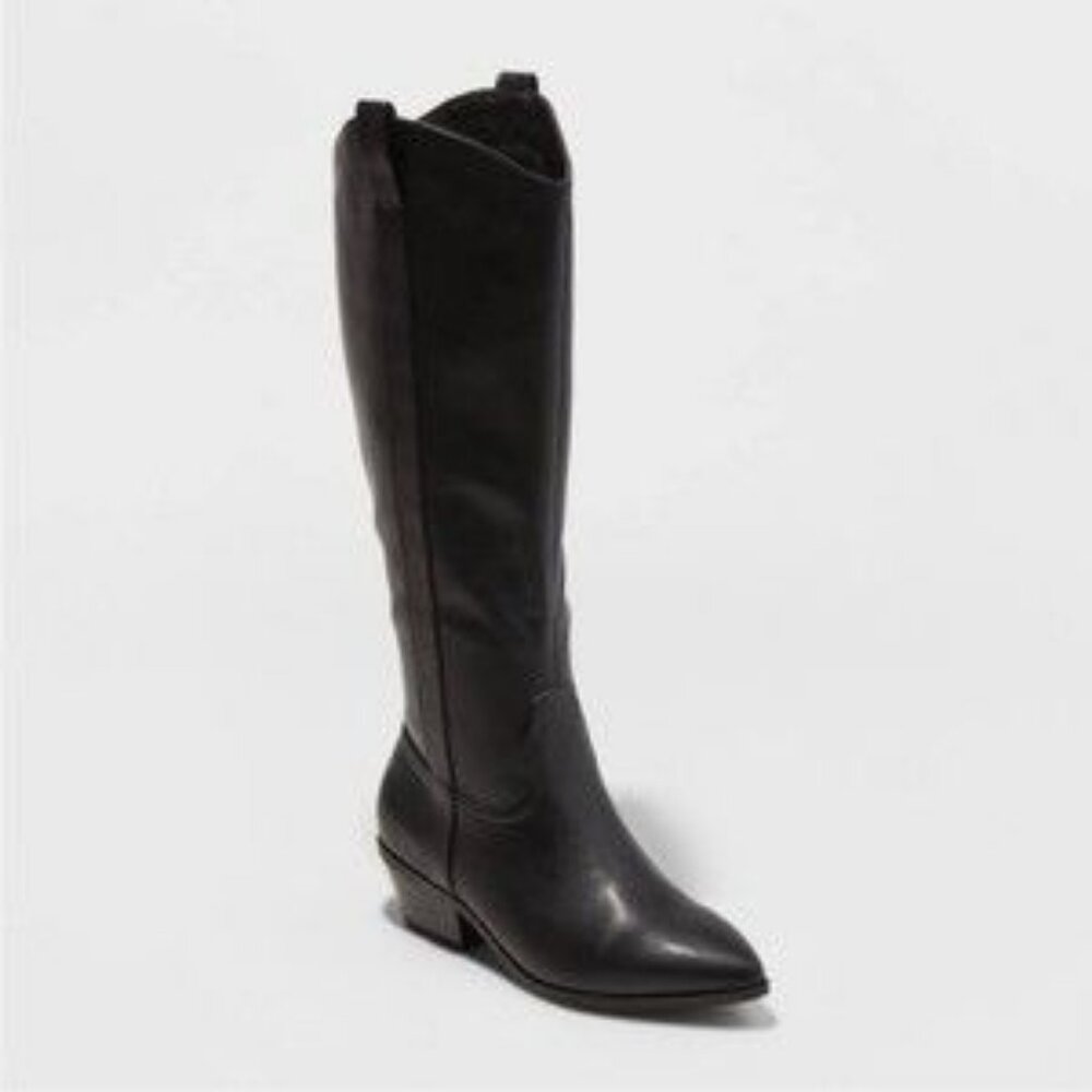 NEW IN BOX UNIVERSAL THREAD CO. LADIES BLACK WESTERN BOOTS 7.5 NEVER WORN